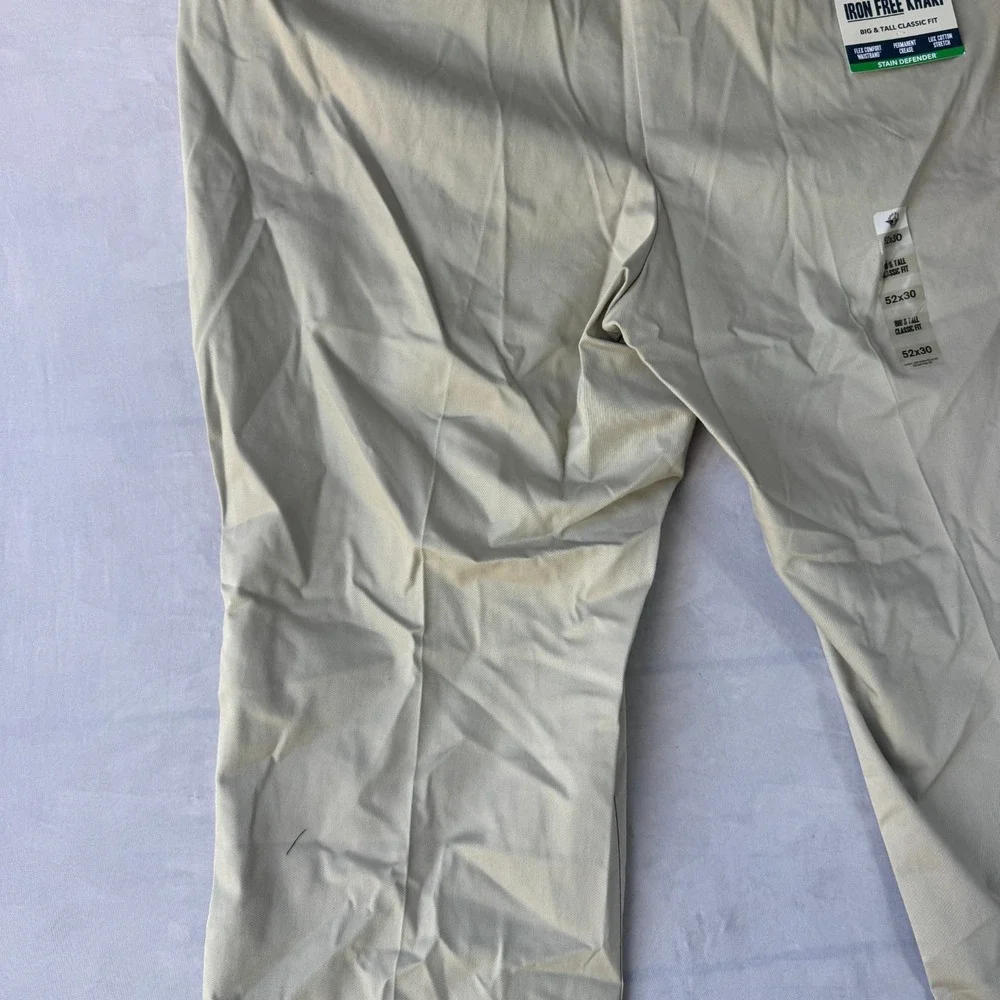 Dockers Signature Iron Free Khaki Pants Mens 52x30 Gray Flex Comfort Classic Fit